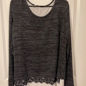 Maurices gray top with chiffon cutout